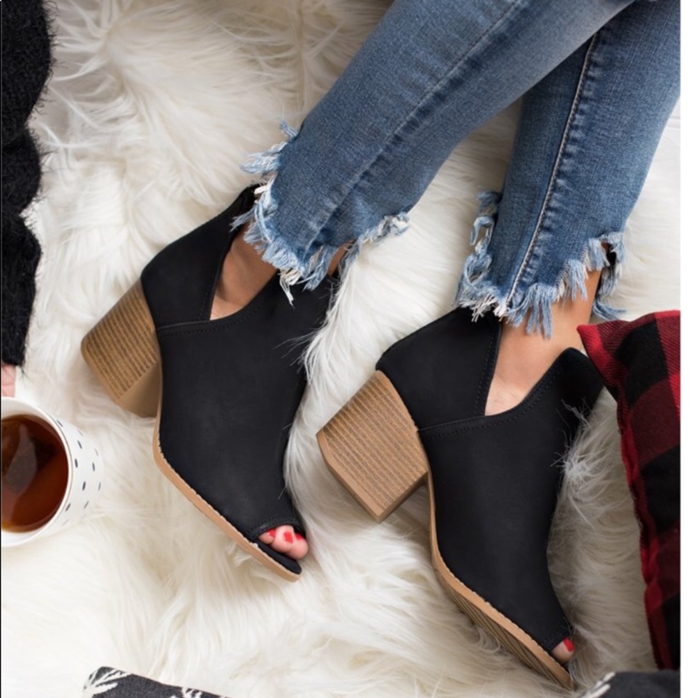 RESTOCK! Side Cutout Peep Toe Booties - Picture 1 of 4